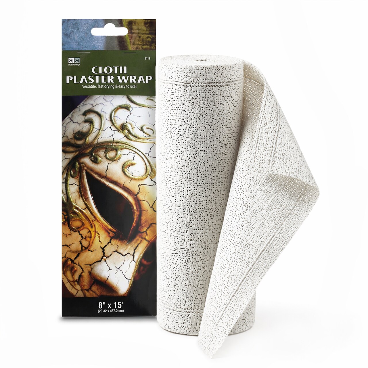 Art Advantage Cloth Plaster Wrap 8 Inch x 15 Feet, Fast Drying Plaster Bandage for Mask Making, Sculpture, Hand Casting and 3D School Projects, Non-Toxic, Cut to Length